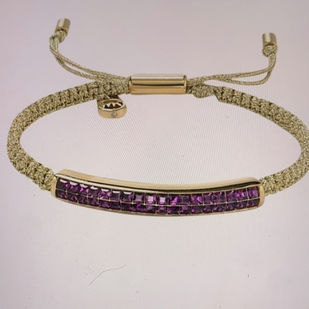 MK crystal Macramé Cord Slider Bracelet